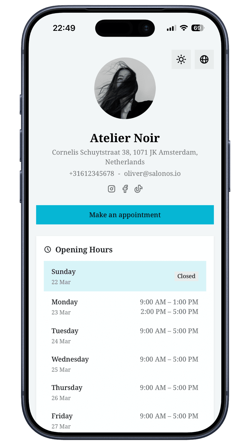 Cyan booking page